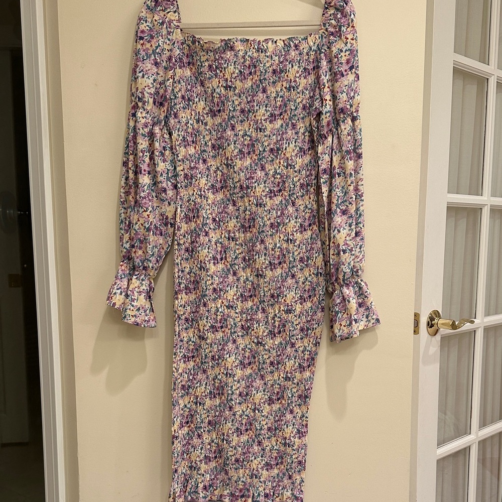 Elegant Long Sleeve Floral Dress
